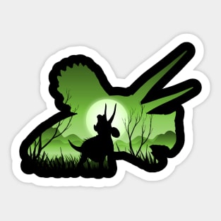 Triceratops Sunset silhouette Sticker